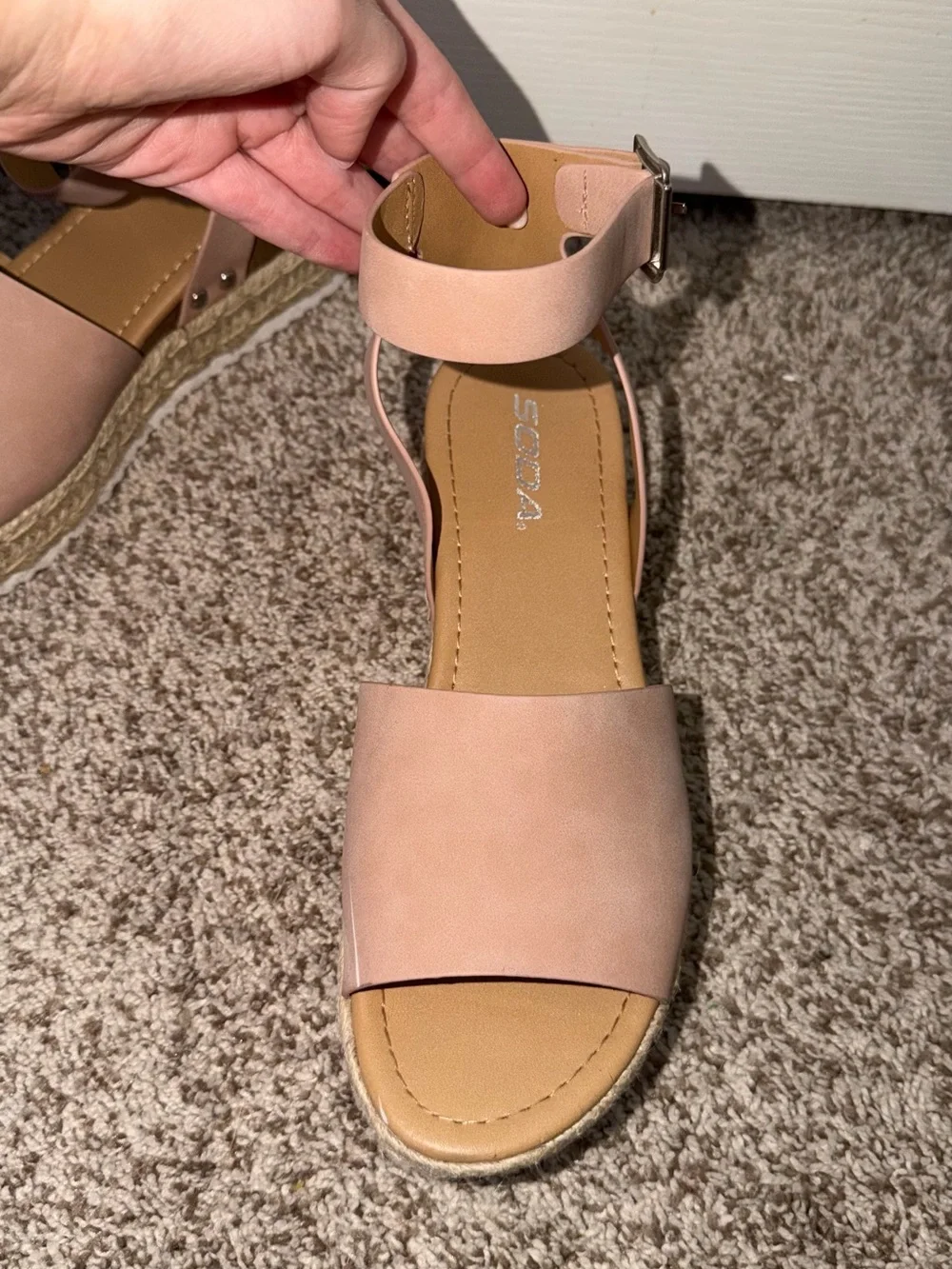 Soda Pink Platform Ankle-Strap Espadrille Sandals